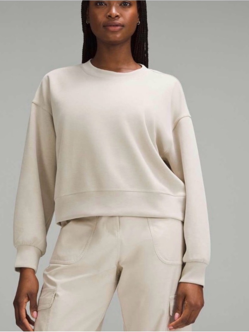 Lululemon Softstreme Perfectly Oversized Cropped Crew Mojave Tan Size 6 - Picture 1 of 7